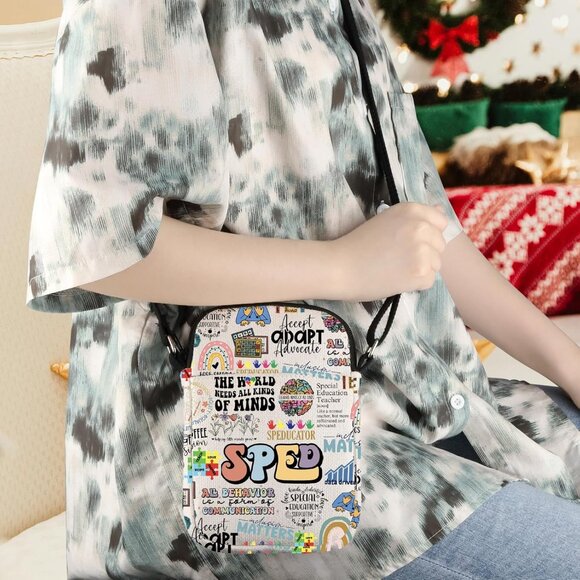 Versatile Teacher Gift: Canvas Zipper Crossbody Bag for Style and Functionality - Picture 5 of 7